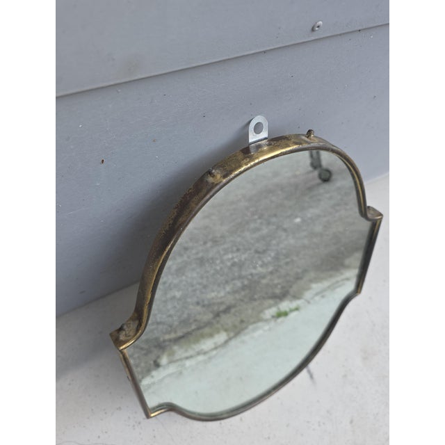 Metal Small Italian Brass Shaped Mirror, 1950s For Sale - Image 7 of 7