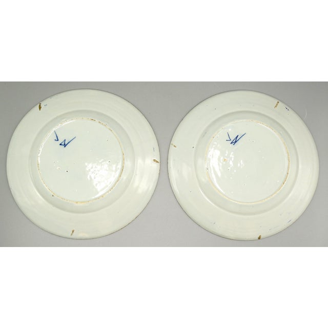 Blue 18th-Century Delftware Plates With Maker's Mark, a Pair For Sale - Image 8 of 8