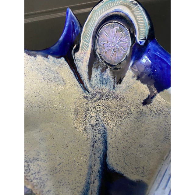 Mid-Century Modern Vintage 1990s PostModern Signed Studio Pottery Art Vessel on Legs For Sale - Image 3 of 12