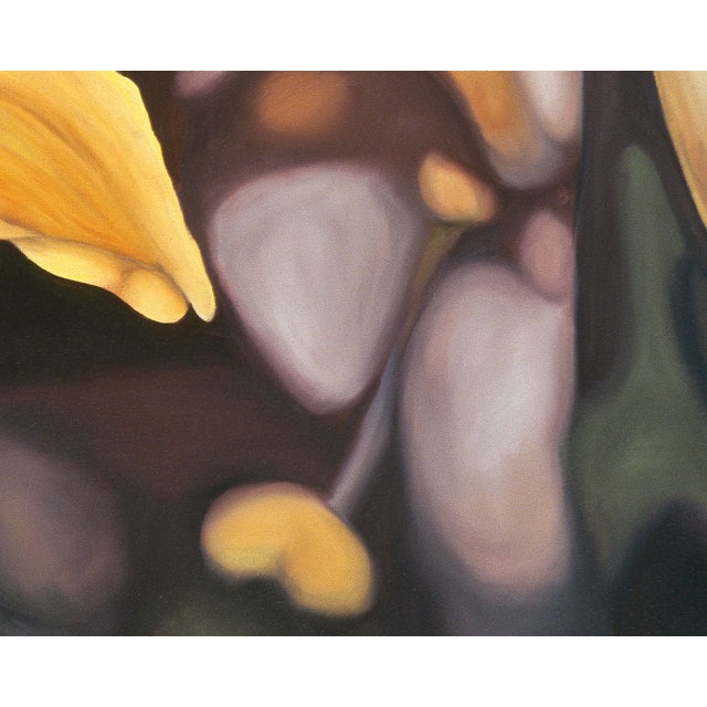 Yellow 2000s "Daylilies" Large Gallery Wrapped Oil Painting by Judith Moore For Sale - Image 8 of 9