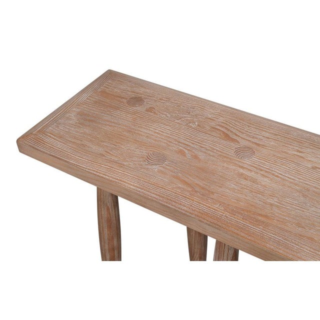 Rustic Carved Leg Console Table in Natural Pine For Sale - Image 9 of 12
