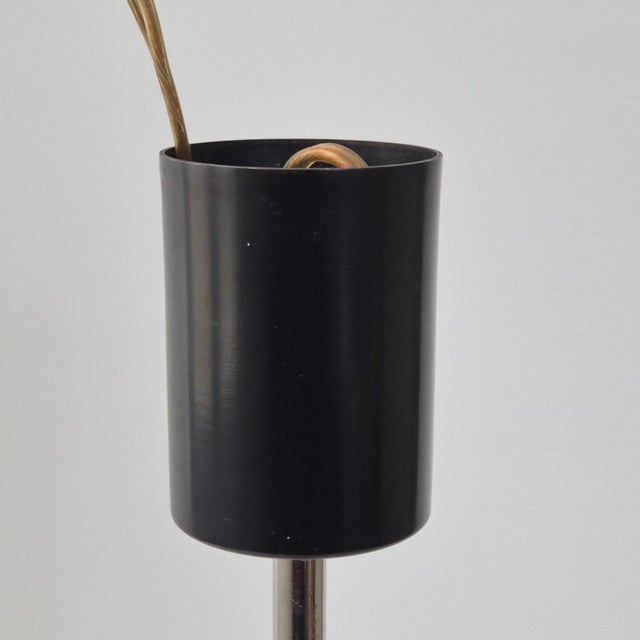 Black Vintage Pendant Light in Chrome-Plated Steel and Opal Glass from Maison Arlus, 1950s For Sale - Image 8 of 11