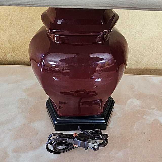 Ceramic Vintage Oxblood Red Ginger Jar Table Lamp – Ceramic Traditional Accent, 20” For Sale - Image 7 of 18