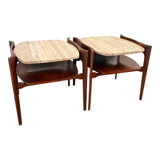 Bertha Schaefer Walnut W/Travertine Side/End Table, 1960 For Sale