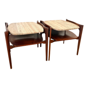 Bertha Schaefer Walnut W/Travertine Side/End Table, 1960