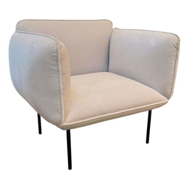 Woud Nakki 1-Seater Lounge Chair by Mika Tolvanen in Cream Velvet For Sale