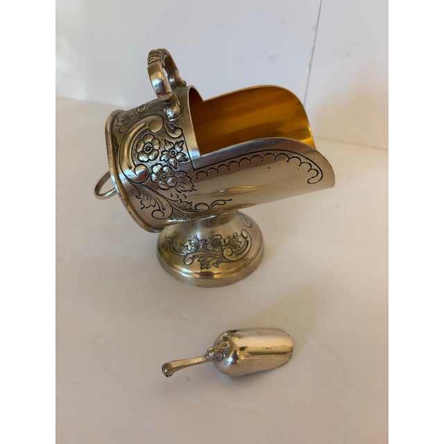 Metal Vintage Raimond Sugar Scuttle Bowl Victorian Style, Silverplated & Copper Plated, and Small Scoop For Sale - Image 7 of 8