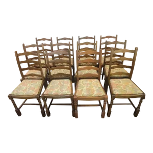 Set 6 Country Farm House Ladder Back Chairs Beechwood