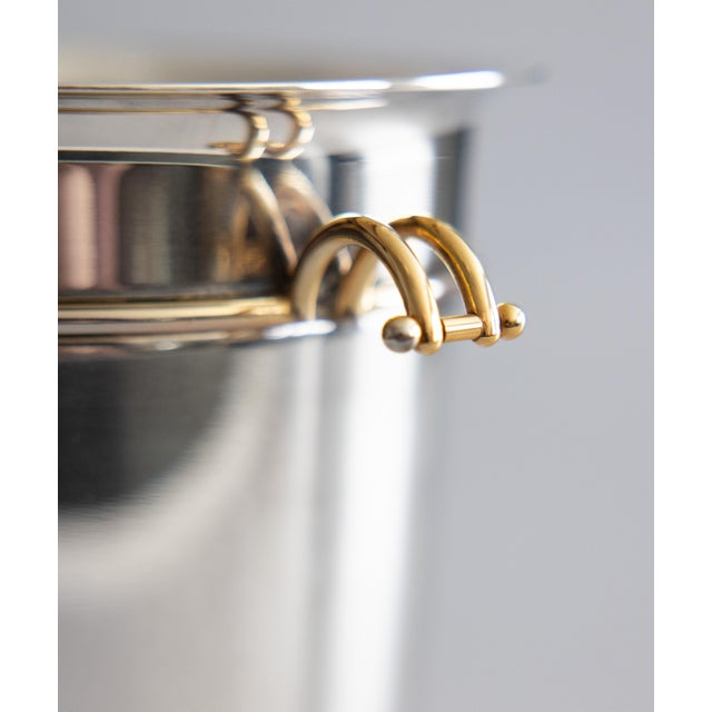 Vintage Art Deco Style French Silver Plate & Brass Champagne Bucket For Sale - Image 9 of 12