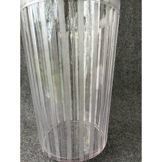 Large Vintage Clear Ethed Crystal Vase For Sale - Image 13 of 18
