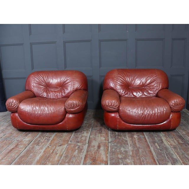 Lounge Chairs in Leather by Sapporo for Mobil Girgi, Italy, 1970s, Set of 2 For Sale - Image 16 of 18