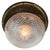 French Brass Frosted and Clear Cut Glass Globe Flush Mount For Sale - Image 3 of 7