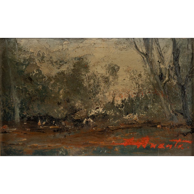Ezelino Briante, Woodland Landscape, 1920s-1940s, Oil on Board For Sale