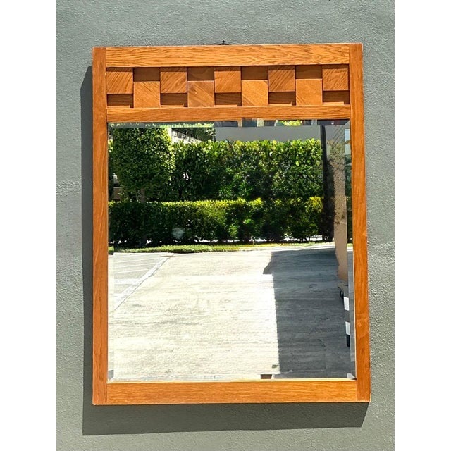 Late 20th Century Vintage Lane “Staccato” Geometric Wood Frame Mirror For Sale - Image 5 of 12
