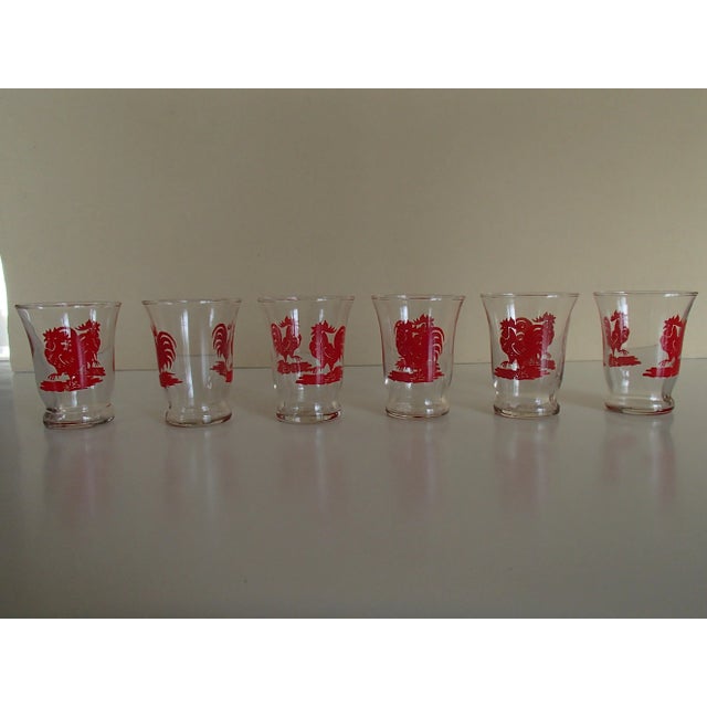 Cocktail Glasses with Red Rooster from Royal Leerdam Crystal, 1930s, Set of 6 For Sale - Image 10 of 10
