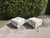Vintage Postmodern Upholstered Cube Ottomans on Brass Casters, a Pair For Sale In Naples, FL - Image 6 of 12