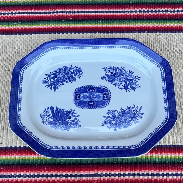 A Copeland Spode Fitzhugh Blue Platter Circa 1960’s For Sale - Image 6 of 12