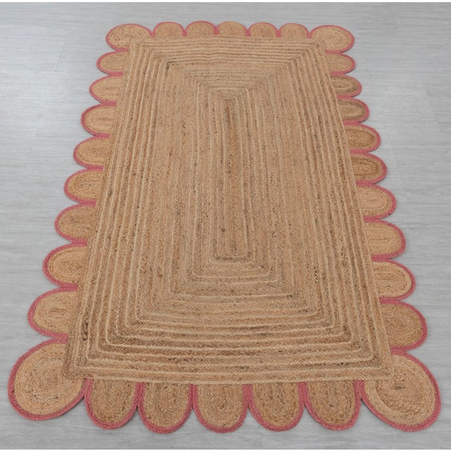 Pink Scallop Edge Trim Jute Rug 10x14 Ft. For Sale - Image 10 of 13