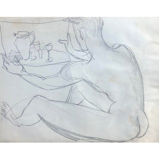 1948 Emlen Eating Male Nude With Still Life Drawing For Sale