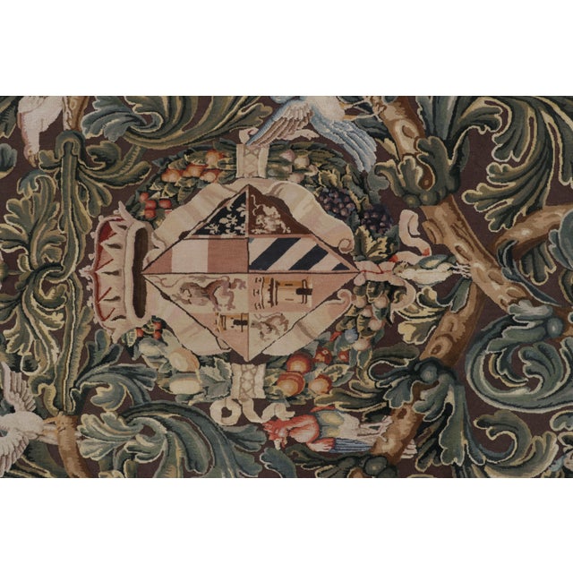 Textile Rug & Kilim’s Armorial Tudor Style Rug in Black, With Beige, Blue and Gold Tones For Sale - Image 7 of 9