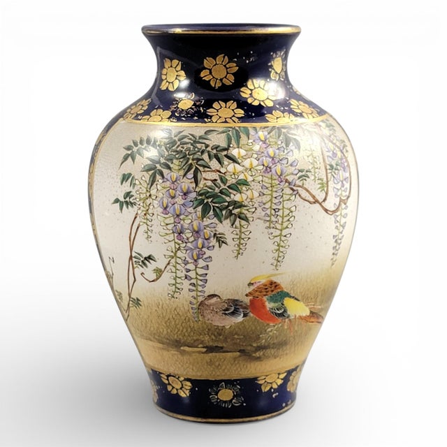 Meiji Kinkozan Kyoto Satsuma Vase in Cobalt Blue & Gilt Moriage, 1895 For Sale - Image 14 of 14