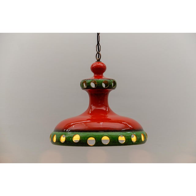 Large Handmade Ceramic Pendant Lamp, Italy, 1960s For Sale - Image 4 of 13