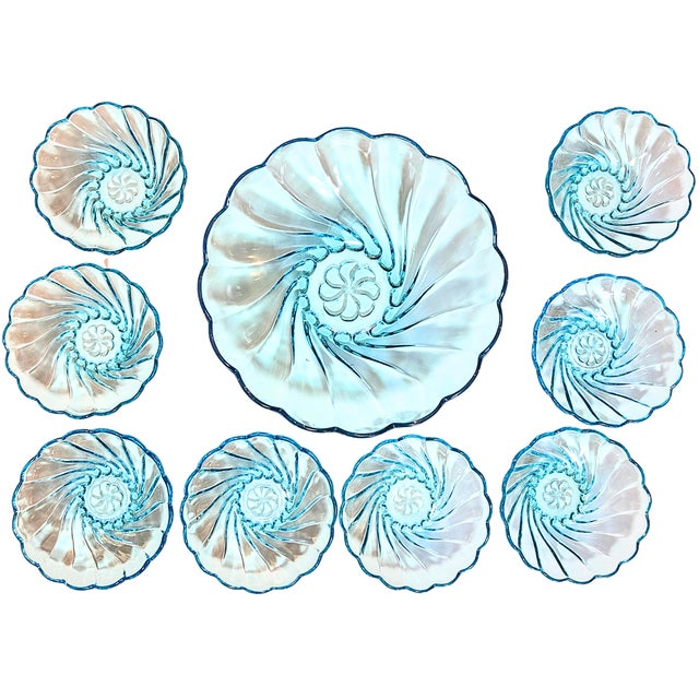 This is an incredibly rare and even rarer- complete set- of hazel atlas's capri seashell. They only made this color and...