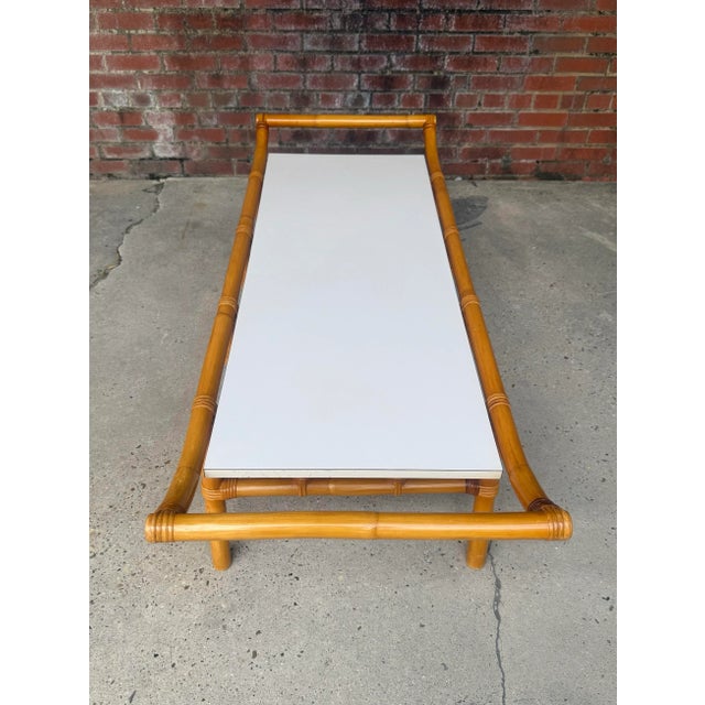 Ficks Reed 1960s Rattan and Bamboo Pagoda Low Coffee Table by Turtle and Crane - John Wisner for Ficks Reed Style For Sale - Image 4 of 11