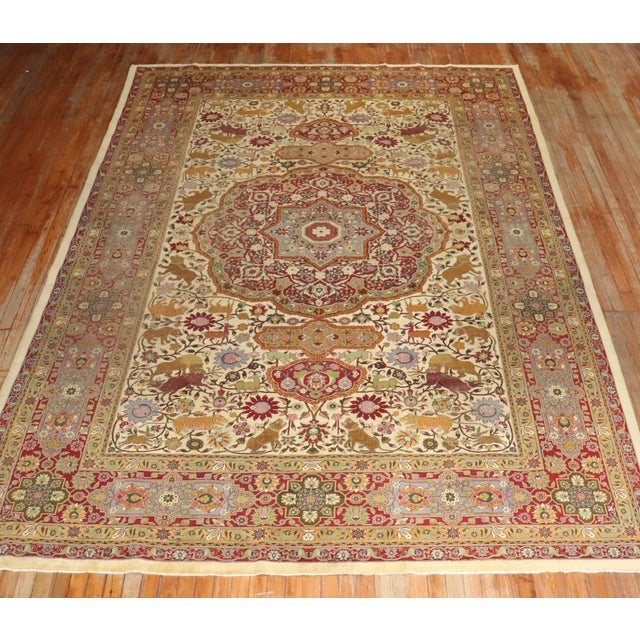 Late 19th Century 19th Century Zabihi Collection Indian Agra Animal Motif Rug - 8'2" x 12'4" For Sale - Image 5 of 12
