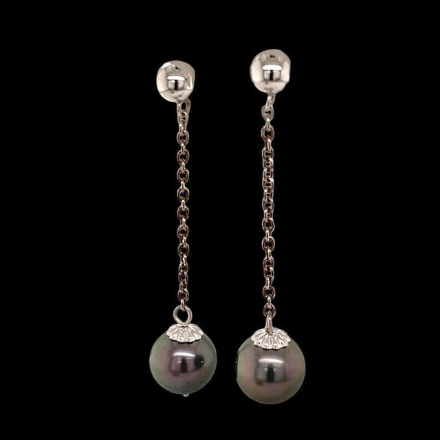 2010s Tahitian Pearl Earrings 14k White Gold Certified For Sale - Image 5 of 15