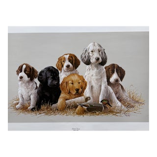 1980s Jim Killen Sporting Dog Art Great Retrievers Labs (29.5"x20") "School Daze" Open Edition For Sale