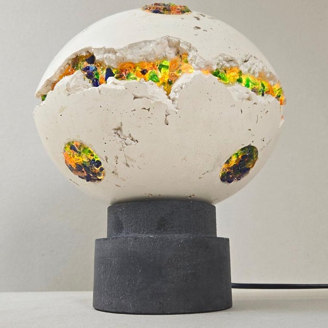 Vintage Space Age UFO Planet Table Lamp in Plaster and Glass, 1970s For Sale - Image 13 of 16