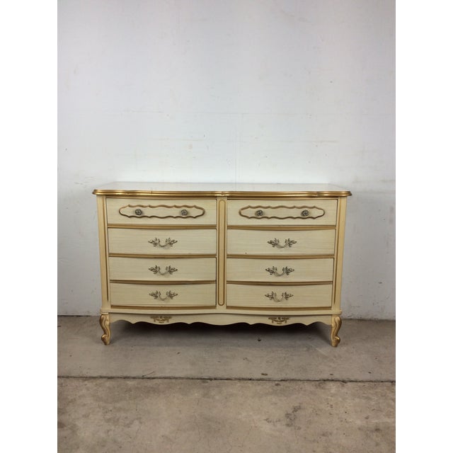 Mid Century French Provincial Style Lowboy Dresser With Six Drawers For Sale - Image 13 of 13