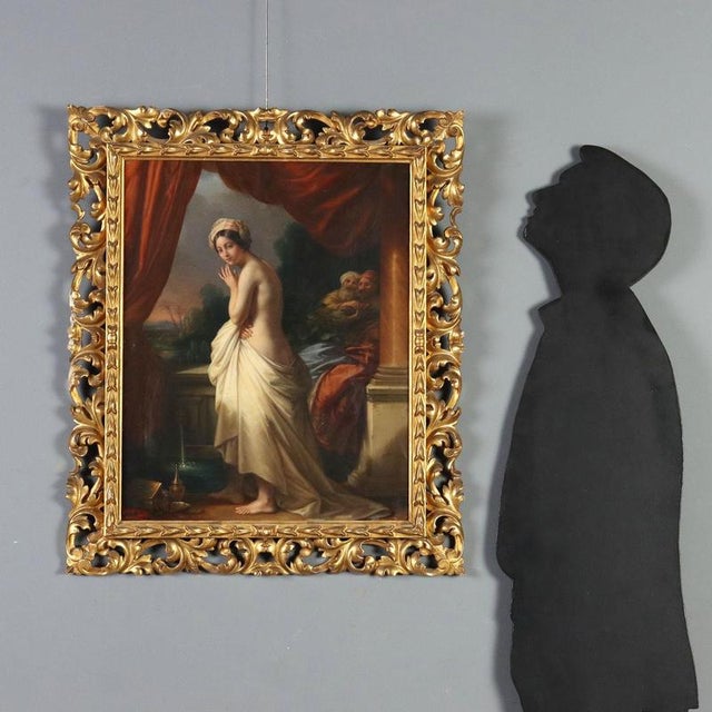 Oil painting on canvas dating back to the late 19th century. Signed lower right. It depicts a biblical episode from the...