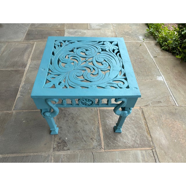 Late 20th Century Vintage-Styled After Kenneth Lynch Star and Dolphin Design Cast Aluminum Side Table -Rust and Salt-Air Resistant For Sale - Image 5 of 7