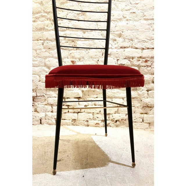 Large Wrought Iron & Brass Chair, 1950s For Sale - Image 4 of 7