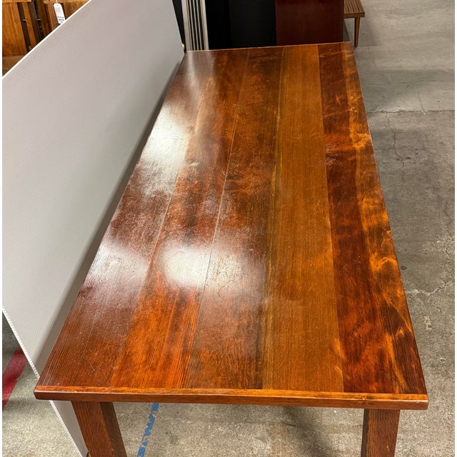 Late 20th Century Pine Wood With Cherry Wood Stain Rustic Dining Table For Sale - Image 5 of 12