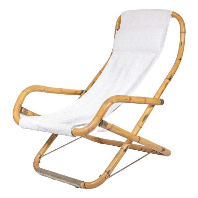 Folding Bamboo Deckchair, Italy, 1960s For Sale