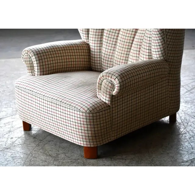 High Back Lounge Chair With Channeled Backrest Denmark, Circa 1950 For Sale - Image 4 of 7