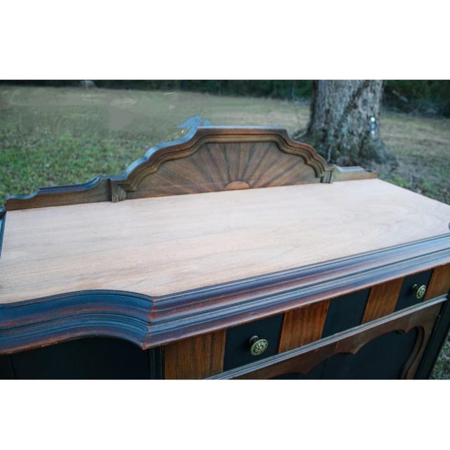 Antique Jacobean Buffet Matte Black Wood Sideboard For Sale - Image 4 of 4