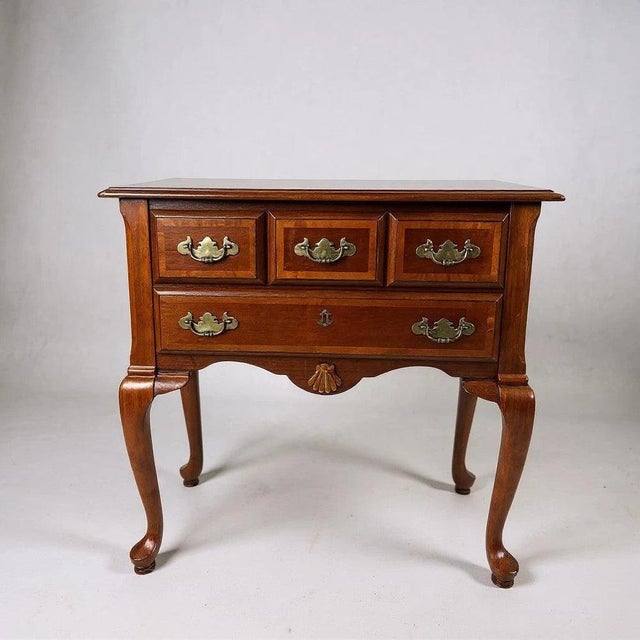 Brown Vintage Queen Anne Cabinet with Brass Handles For Sale - Image 8 of 8
