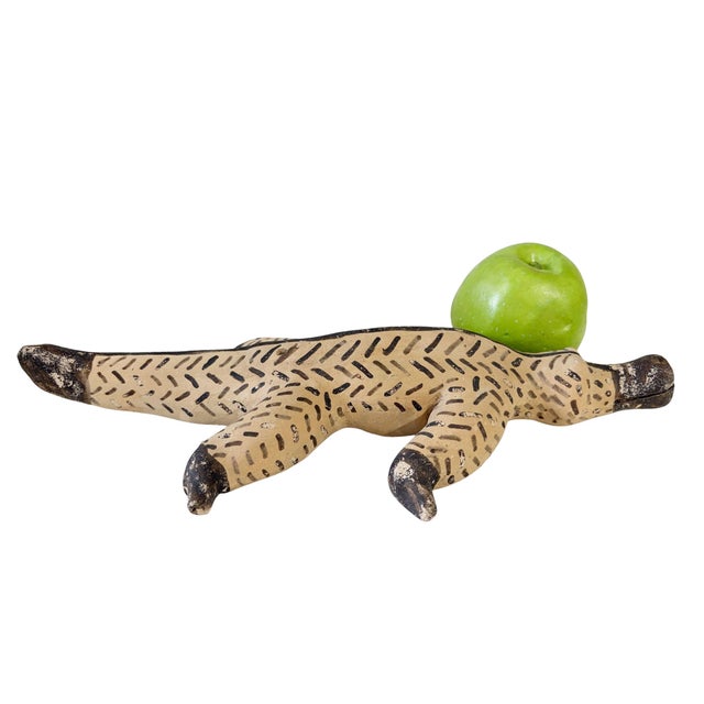 Vintage Karaja Tribe Clay Ceramic Alligator Statue Brazil For Sale - Image 4 of 8