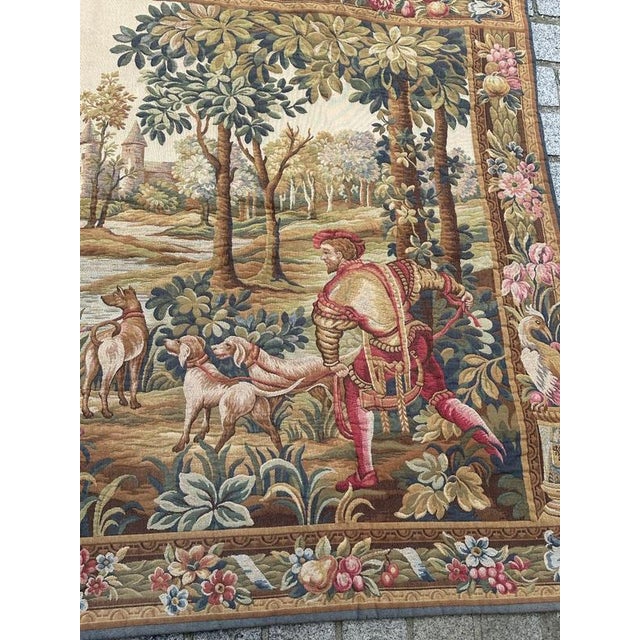 Vintage French Aubusson Style Jacquard Tapestry, 1970s For Sale - Image 4 of 18