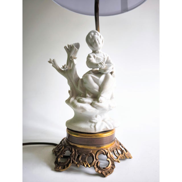 Mid 20th Century Bronze and Biscuit Porcelain Table Lamp For Sale - Image 14 of 15