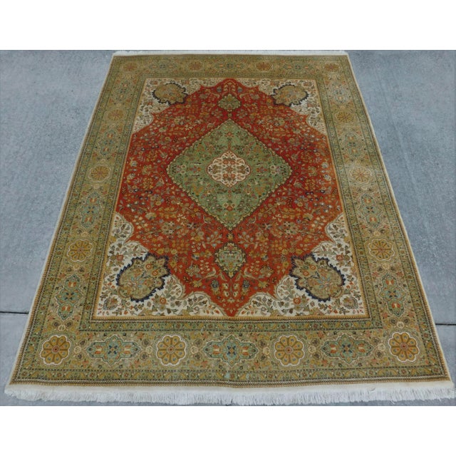 1970s Vintage Hand Knotted Persian Tabriz Rug 9'x 11'7" For Sale - Image 13 of 13