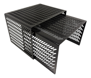 Black Perforated Steel Nesting Tables, Italy, 1980s, Set of 2