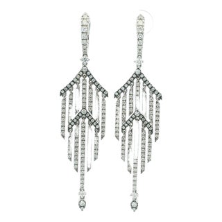 Casato Gioielli Italian 18k White Gold Diamond Art Deco Revival Chandelier Earrings, Pair For Sale