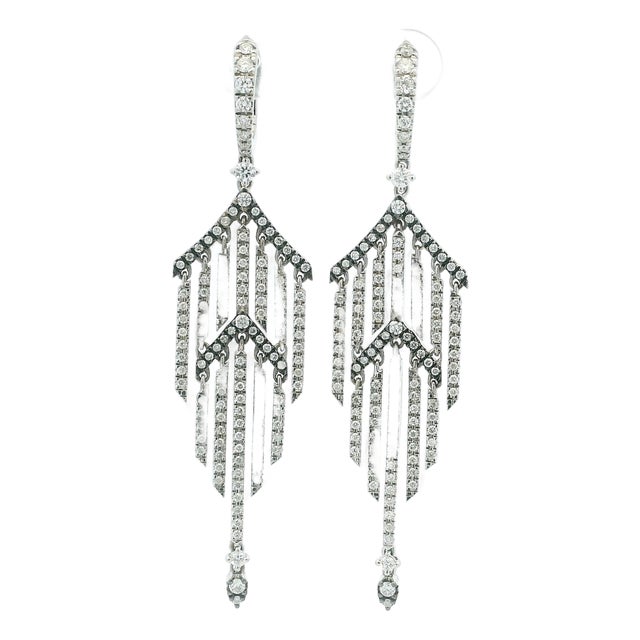 Casato Gioielli Italian 18k White Gold Diamond Art Deco Revival Chandelier Earrings, Pair For Sale