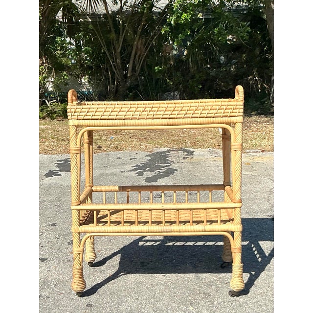 Late 20th Century Vintage Coastal Serena and Lily Bar Cart For Sale - Image 5 of 9