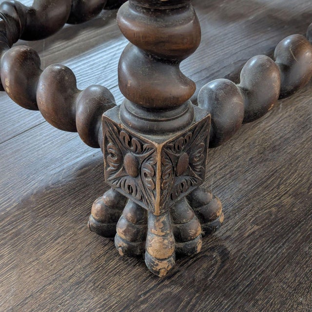 1990s Vintage Glass Top Carved Coffee Table For Sale - Image 5 of 7